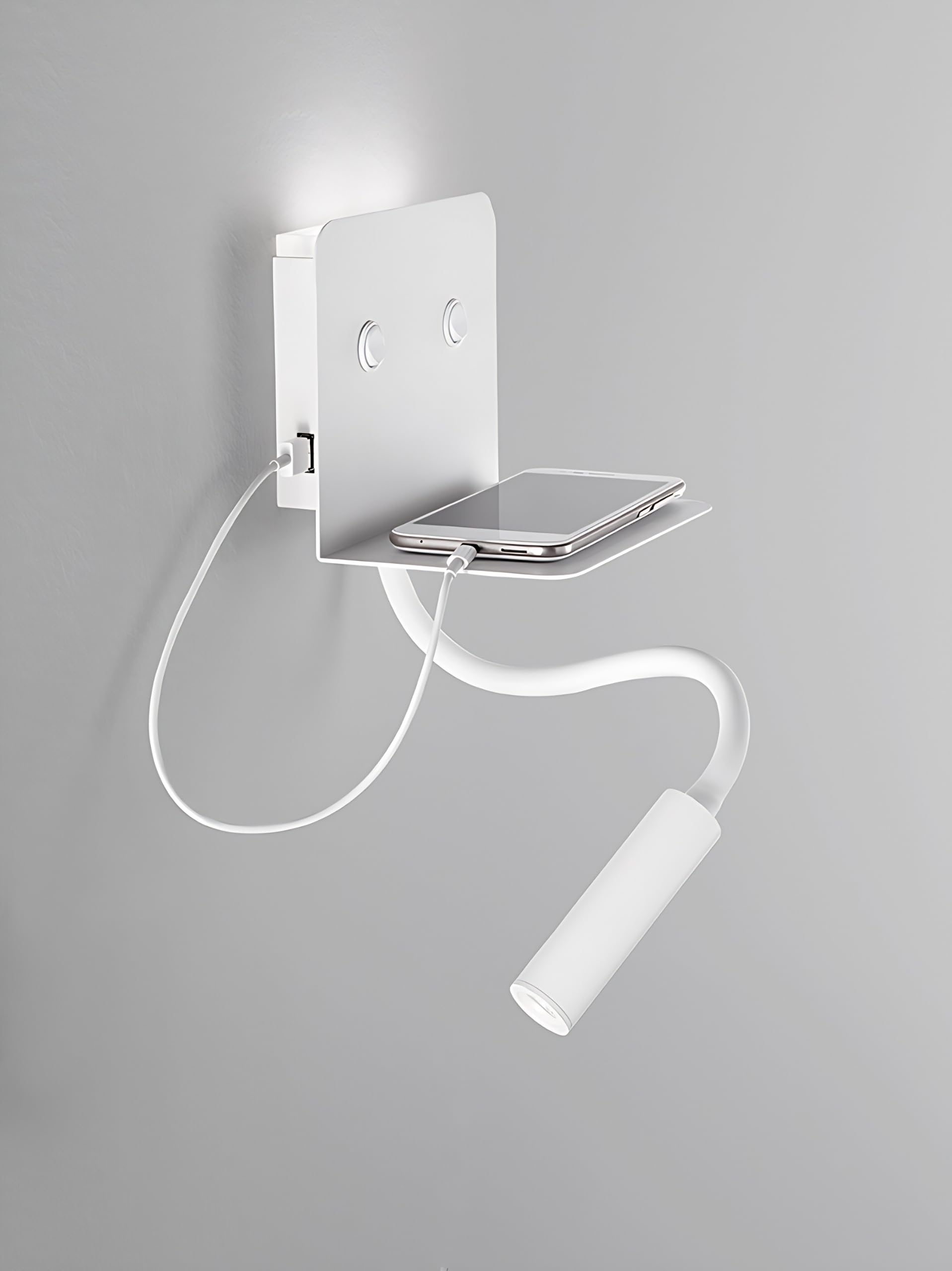 Lampada da parete modello 6636BLC Perenz Realizzato in metallo con diffusore in acrilico satinato Lampada con LED 6W e luce lettura flessibile