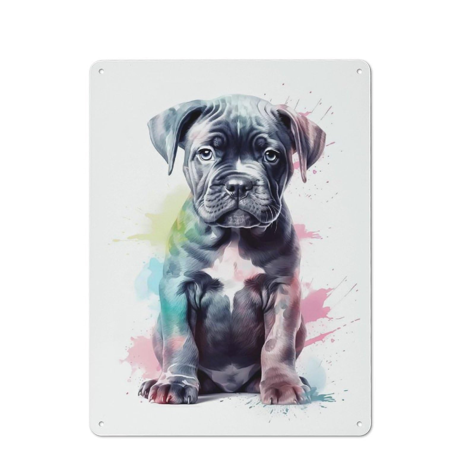 Junmoney Style-4 Cute Baby Cane Corso Puppy Vintage Tin Wall Plaque 40X30cm For Studio Or Craft Room, For Garage, Workshop And Man Cave Decoration