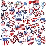 60pcs Independence Day Iron on Patches 4th of July Patriotic Embroidered Sew Applique Repair Patch American Flag DIY Crafts for Clothing Jacket Jeans Pants Dress Backpack Hat Decorations Gift