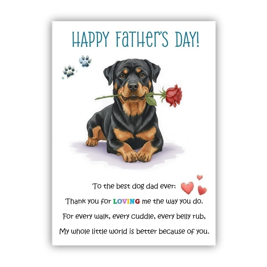 Father’s Day Card From the Dog. Multiple Breeds Available. Cute Fathers Day Pet Card. To The Best Dog Dad Ever (• Rottweiler)