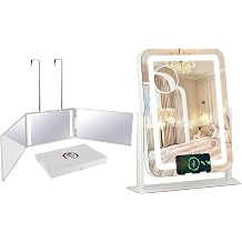 Dripex 5-in-1 Bluetooth Vanity Mirror with Wireless Charging and Lights & 3 Way Mirror with Lights
