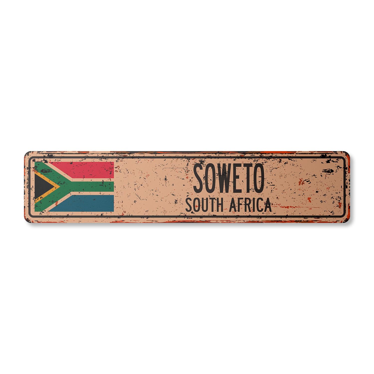 SOWETO SOUTH AFRICA Vintage Street Sign South African flag city country rustic
