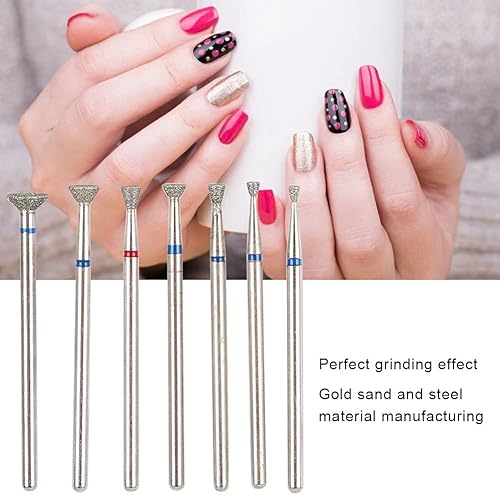 Miniatura 3 de Cabezal de molienda de manicura, 7 brocas de manicura para arte de uñas, juego de brocas de uñas de 0.093 in, broca para arte de uñas, lima de uñas,