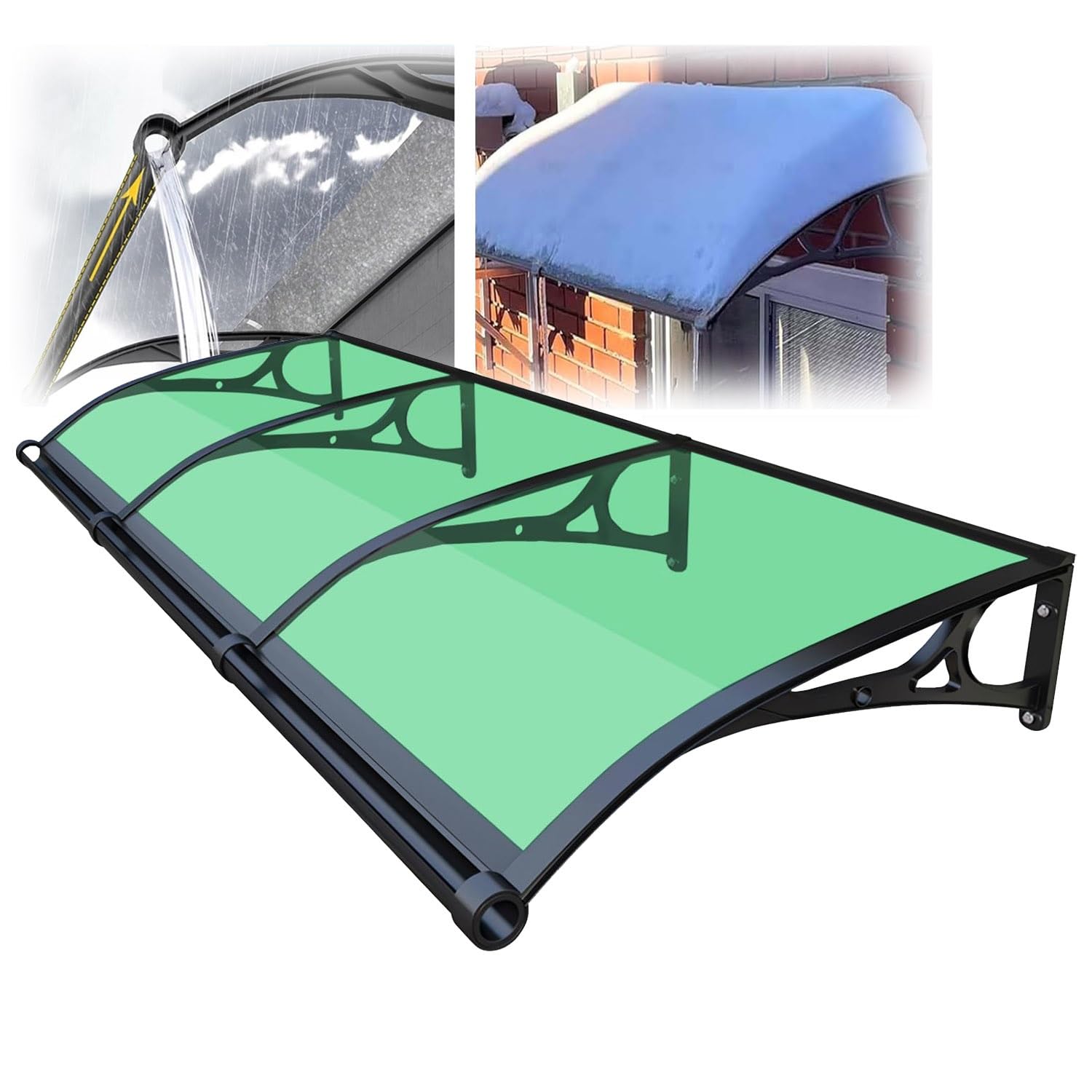 GJMSSMY Outdoor Canopy for Doors & Windows, Rain Shelter Awning, Aluminum Protection Roof, Snow & Rain Canopy (Grass Green, 24"x47"/60x120cm)