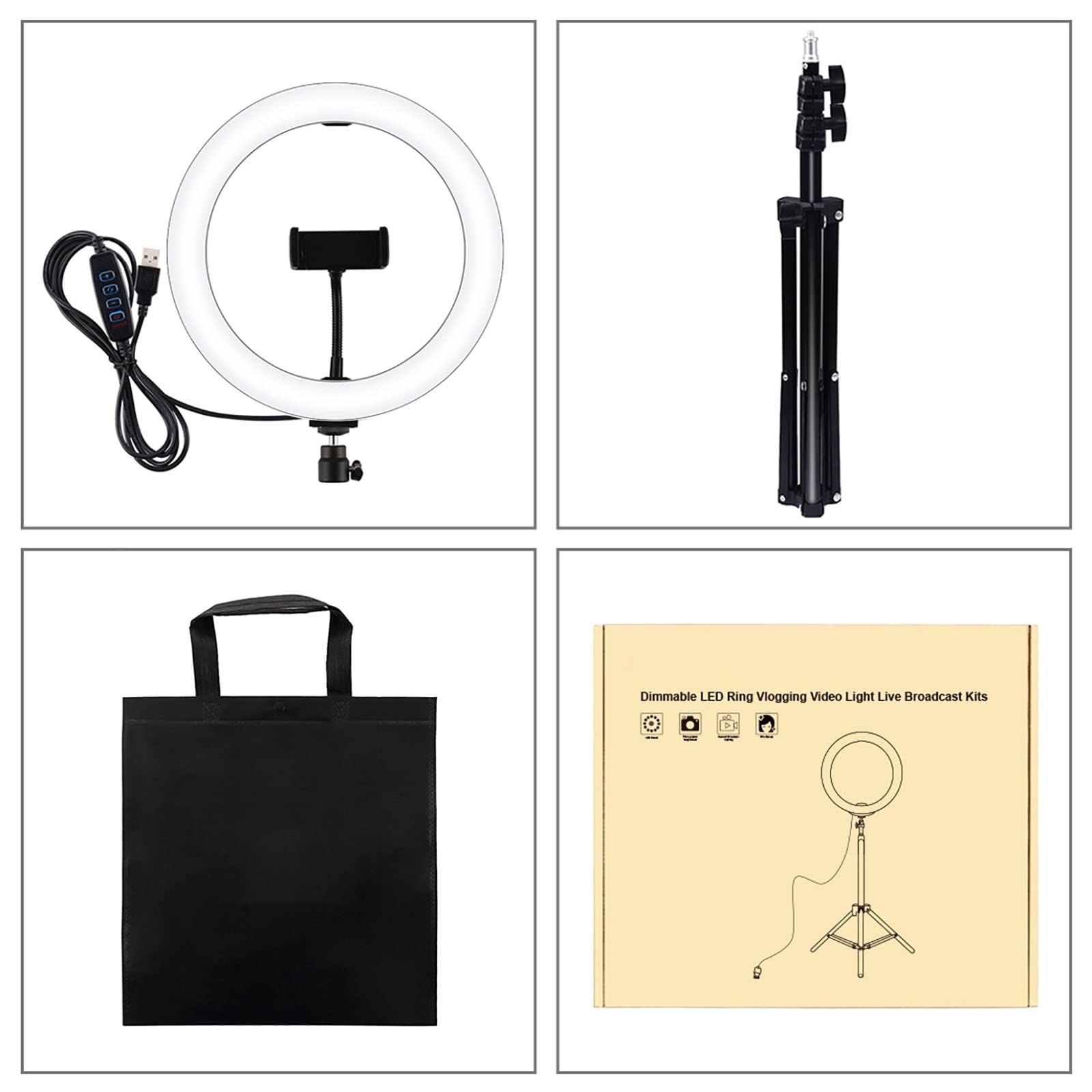 ELLENNE Anello Luminoso LED Selfie Ring Light 26cm Smartphone Treppiede