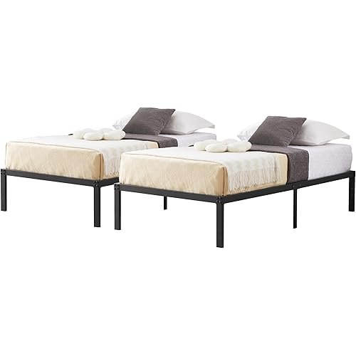 VECELO 14 Inch Twin Size Metal Platform Bed Frame,Modern（2 Set）