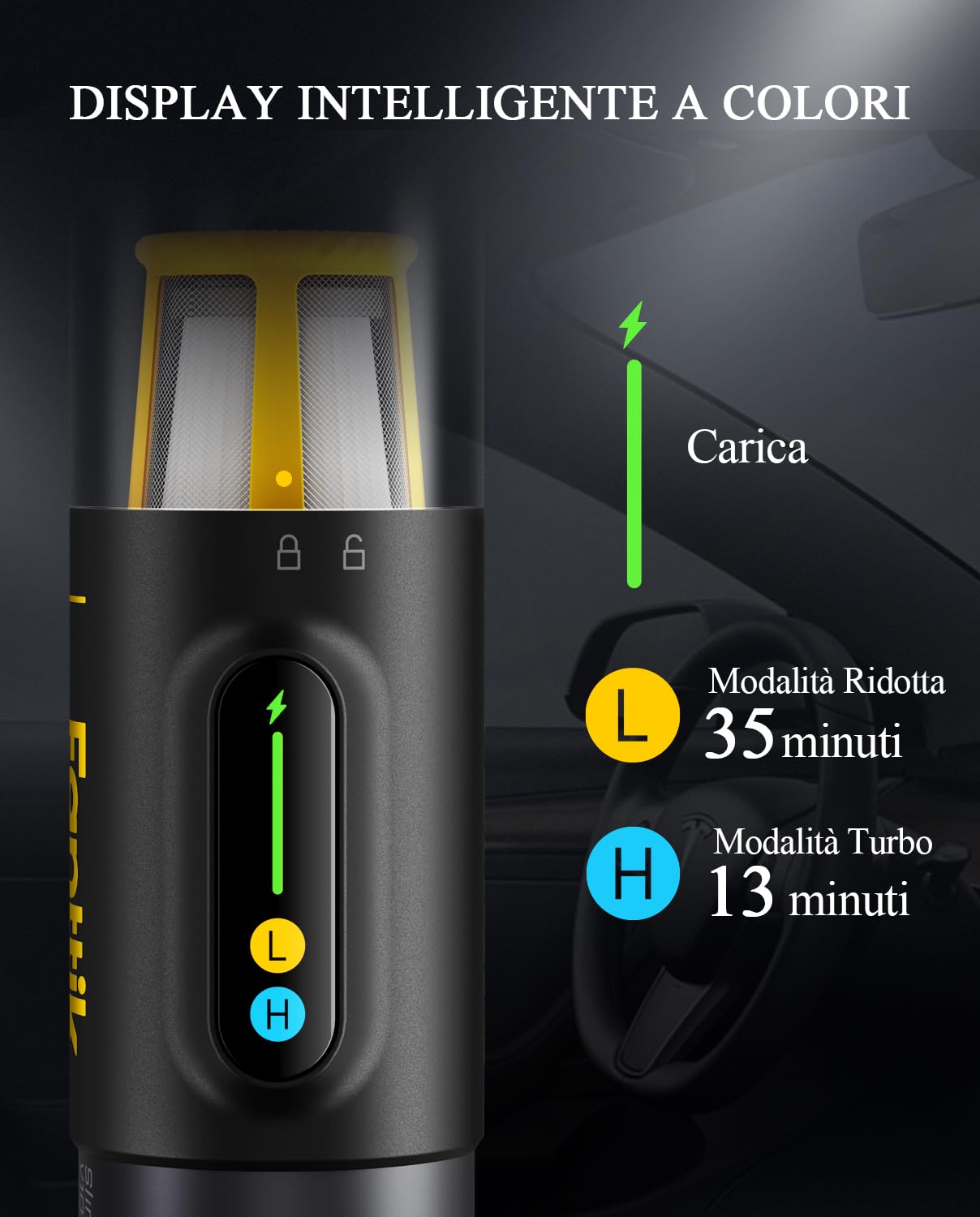 Fanttik Slim V10 Mix Aspirabriciole per auto senza fili, 16kPa, Display LED Intelligente a Colori, 4 in 1 Aspirapolvere e Soffiatore d'aria e Pompa ad Aria e Pompa Sottovuoto