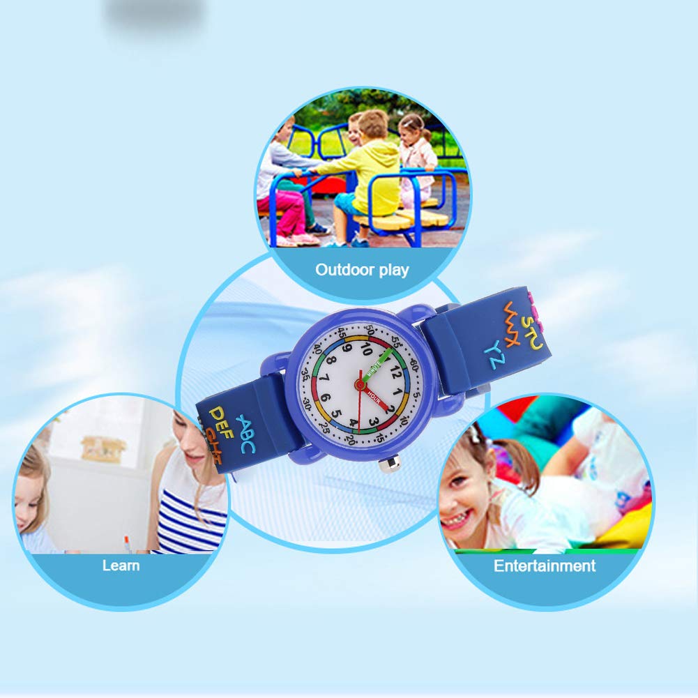 Zerodis Kids Cartoon Watch, Letter Pattern Children Wrist Watch PU Strap Wrist Watch, for Kids 3D Cartoon Design - Image 4