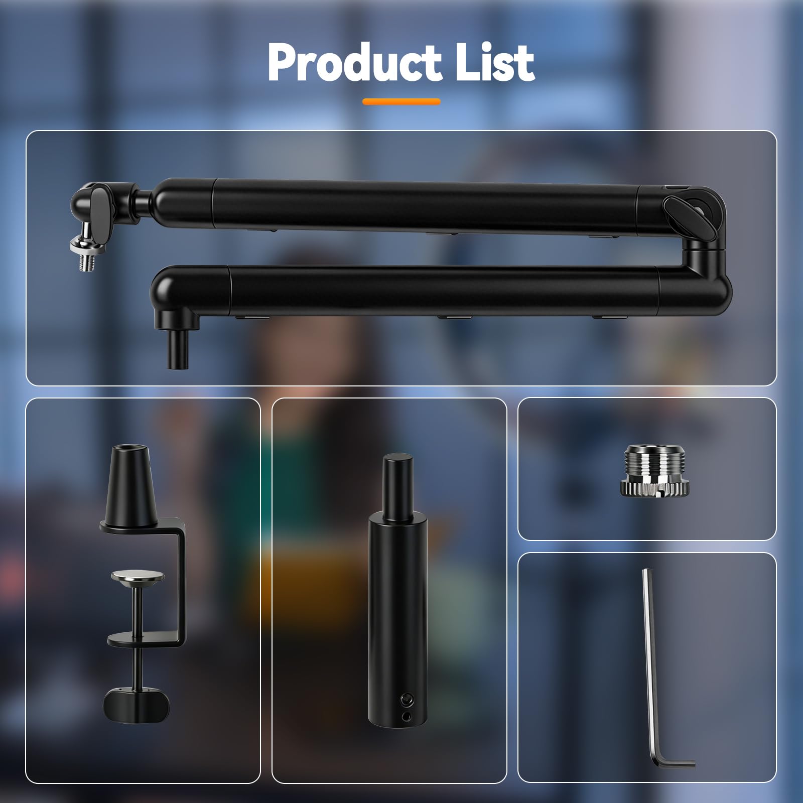 Mikrofonarm Verstellbarer, Overhead Mikrofon Arm 180° e 90° drehbarer Mikrofonständer Tisch Stabiles Microfon Boom Arm Klappbarer Mikrofonhalter für 3/8 "- e 5/8" - Standardanschlüsse