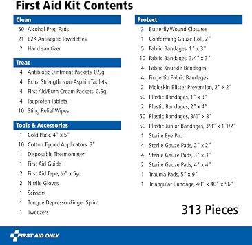 First Aid Only 313 Piece Home & Go Emergency First Aid Kit (91081)