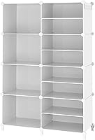 AWTATOS 8 Cube Closet Organizer - Stackable Plastic Storage Shelves for Clothes, Bedroom, Office - White, Waterproof & Stable