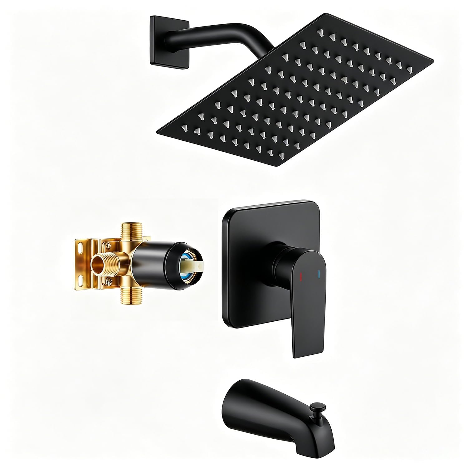 Photo 1 of APROMOOM Tub Shower Faucet Set with 8-Inch Rain Shower Head - Matte Black