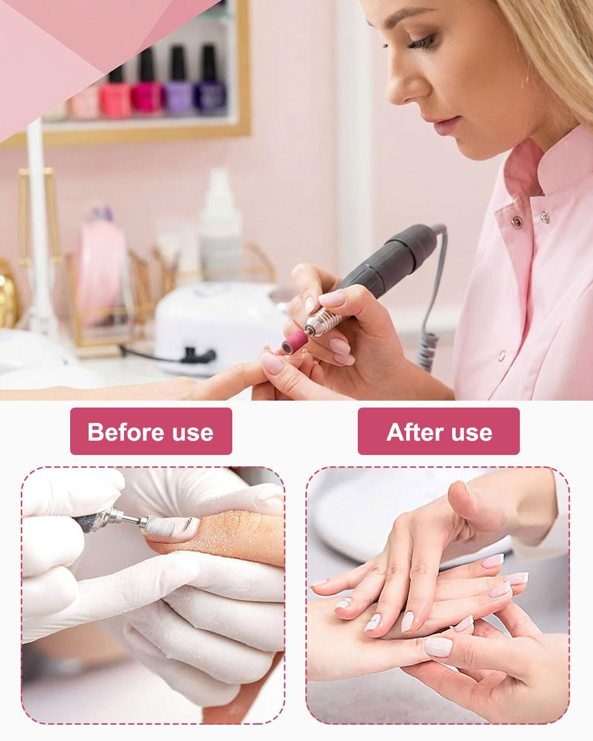 Fresa per Unghie,60 Pcs Abrasivi Fresa Unghie Professionale con 1 Punte,Granulometria 80/120/180/240,Accessoriunghie per Manicure e Pedicure(4 Colori B)