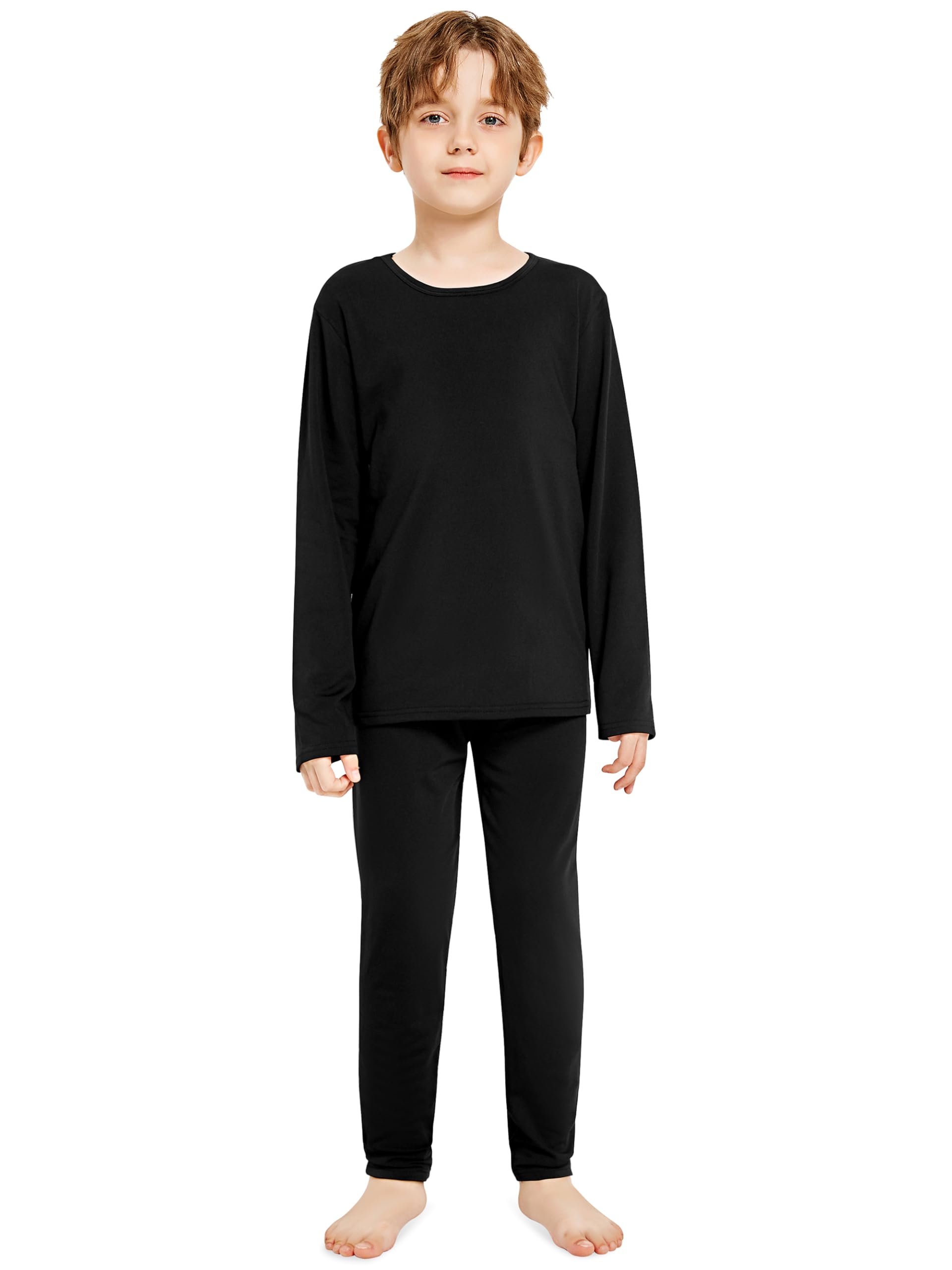 Resinta Boys' Fleece Lined Thermal Underwear Set Winter Kids’ Top & Long Johns Base Layer Shirt & Pants for Boys