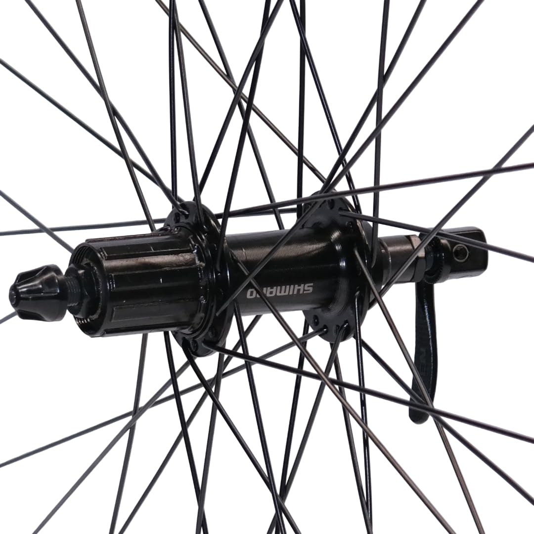 Vuelta Fahrradfelge Hinterrad 20-28 Zoll Schwarz inkl. Tourney FH-TX500 Cut 19-8/9-fach, V-Brakes/Felgenbremse -Made in Germany, Hohlkammer-Felgen