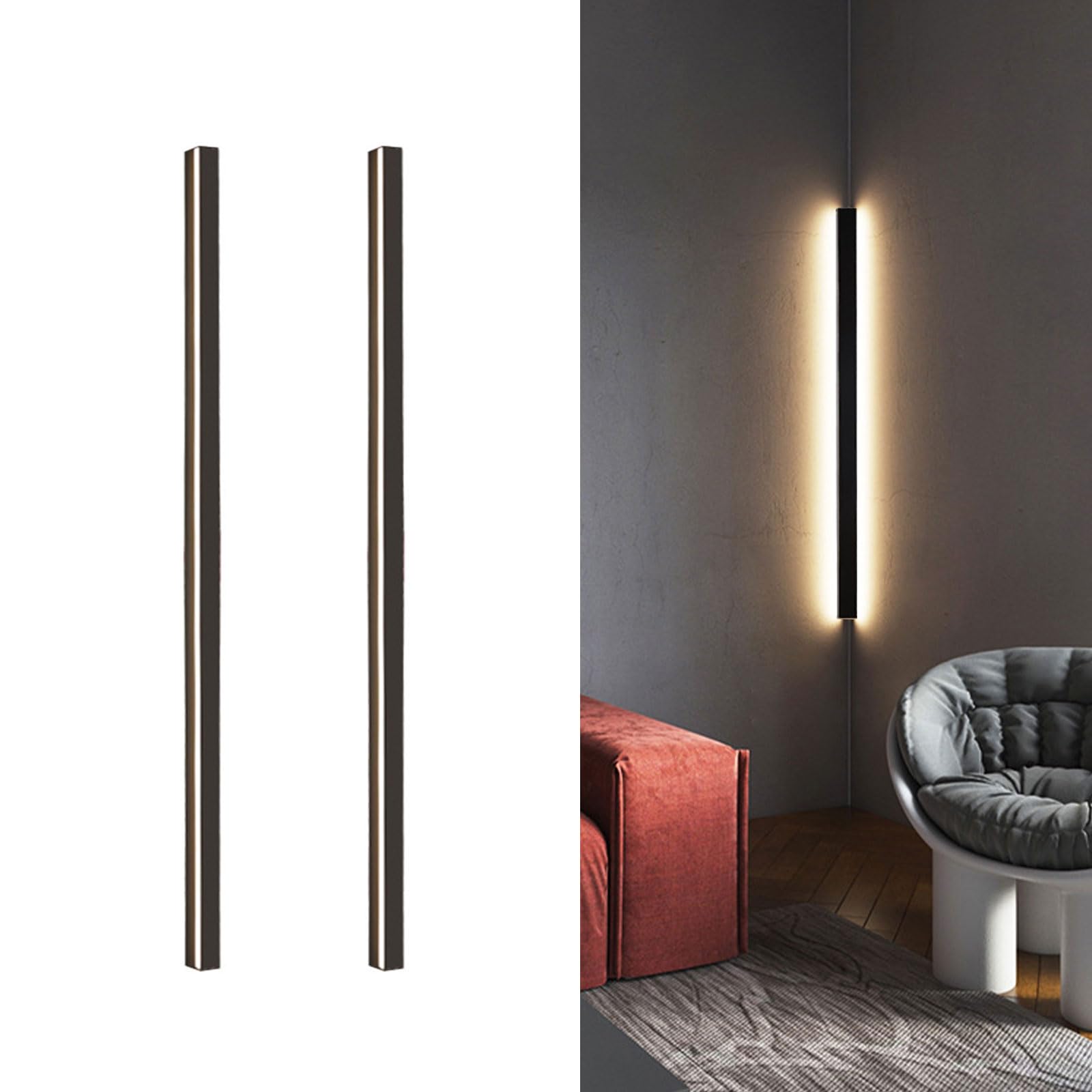 Kinkiet narożny czarny liniowy kinkiet zestaw 2 diod LED akrylowy długi klosz aluminiowy kinkiet LED Angielski nastrój do salonu pokoju zabaw Stwórz żywą imprezę
