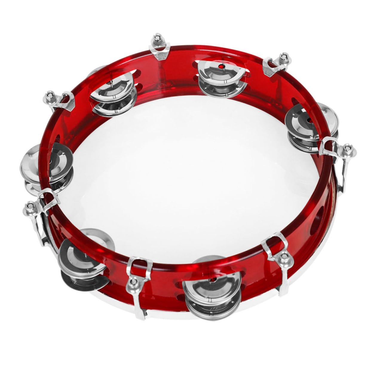 Tamburello Mano Rosso Strumento Musicale per Doppia Serie di Sonagli Leggero e Facile da Usare per Sviluppo Coordinazione e Interesse Musicale