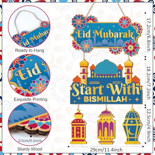 TOARTi Eid Mubarak Wooden Wall Sign - Islamic Home Decor - Image 2