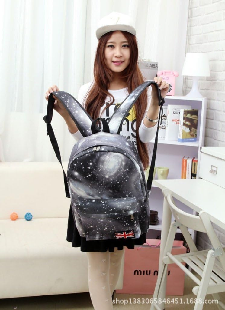Aza Boutique Unisex Galaxy Print Nylon Backpack/Laptop Bag with Union Jack