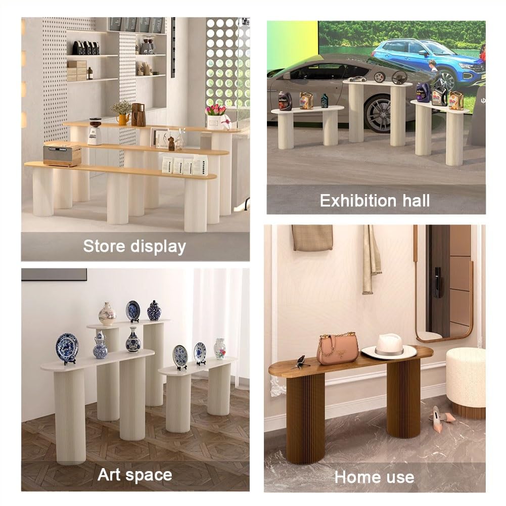 Tragbarer Messetisch und Einzelhandel, Holzplatte mit faltbaren Stützsäulen, Schuh- und Handtaschen-Ausstellungsständer, Bastel- und Showregal, Eingangstisch (A, 120 x 30 x 60 cm)