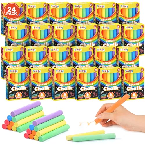 Toidgy 288 Count Mini Chalk Set for Kids (24 Boxes) Nontoxic Sidewalk Chalk Bulk for Kids Sidewalk Chalks Party Favors for Boys and Girls Art Classroom Prizes Supplies Goodie Bag Fillers