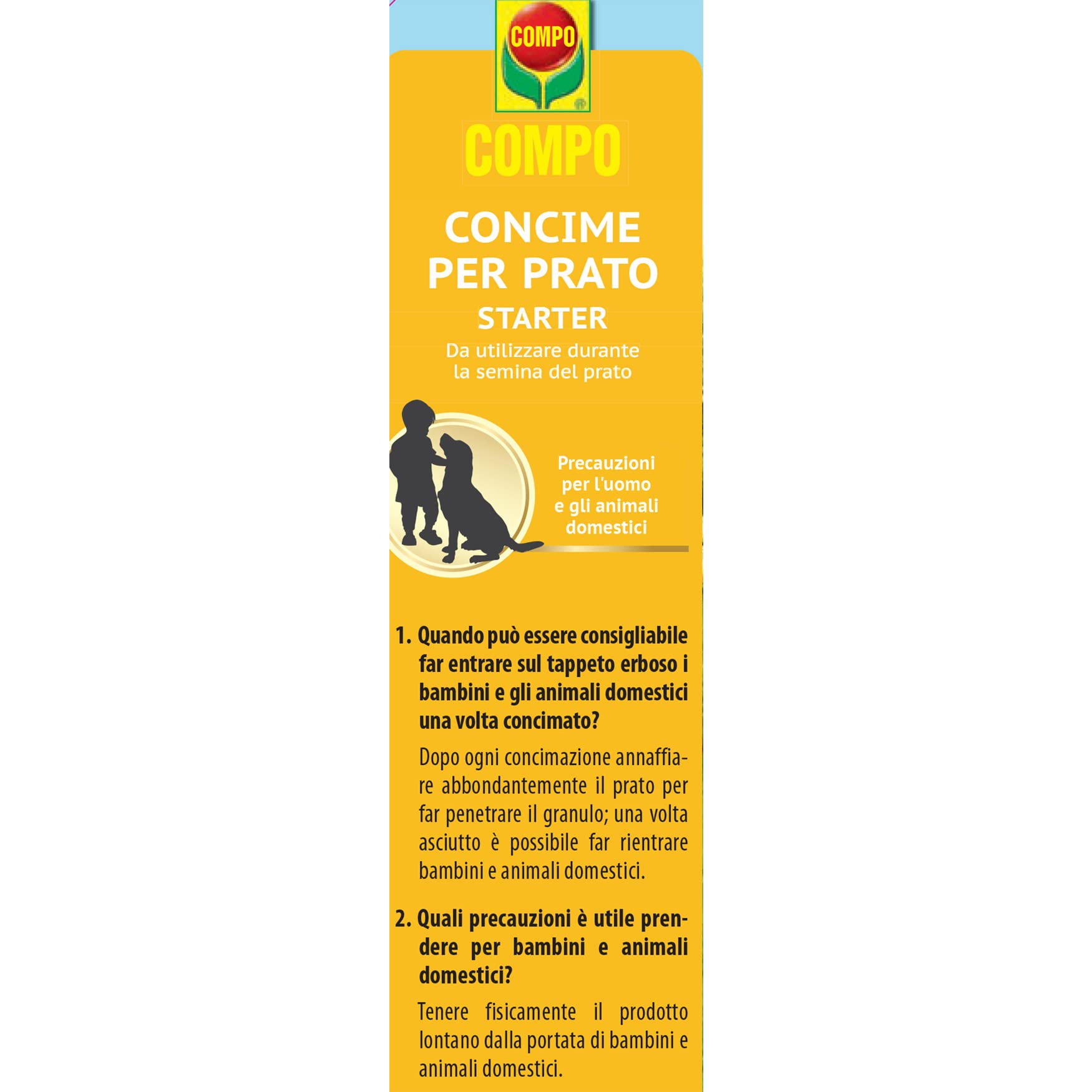 COMPO Concime per Prato Starter, Per la Semina e la Rigenerazione di Tappeti Erbosi, Per Radici Più Forti, 2,5 kg