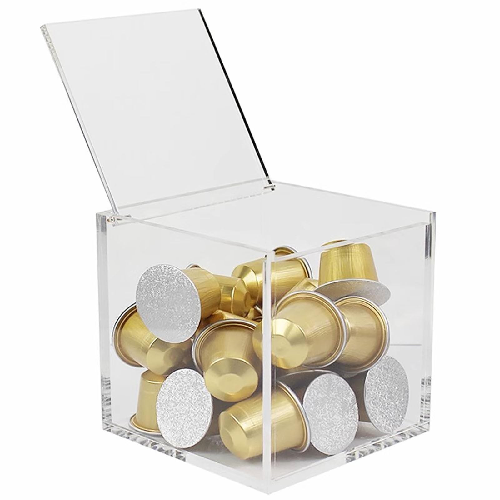 Clear Acrylic Plastic Storage Box Square Cube Display Case with Lid, 11 13 15 18 20 25 30 cm Stackable Transparent Containers for Party Birthday Candy