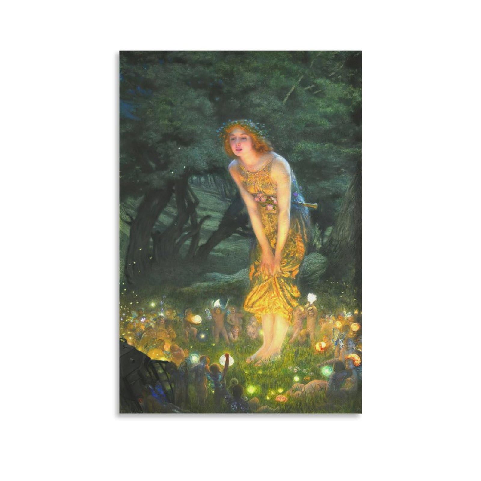 NENGKUAI Midsummer Eve by Edward Robert Hughes Wall Art Poster Canvas Print Decorative Painting; Unframe; 12x18inch(30x45cm)