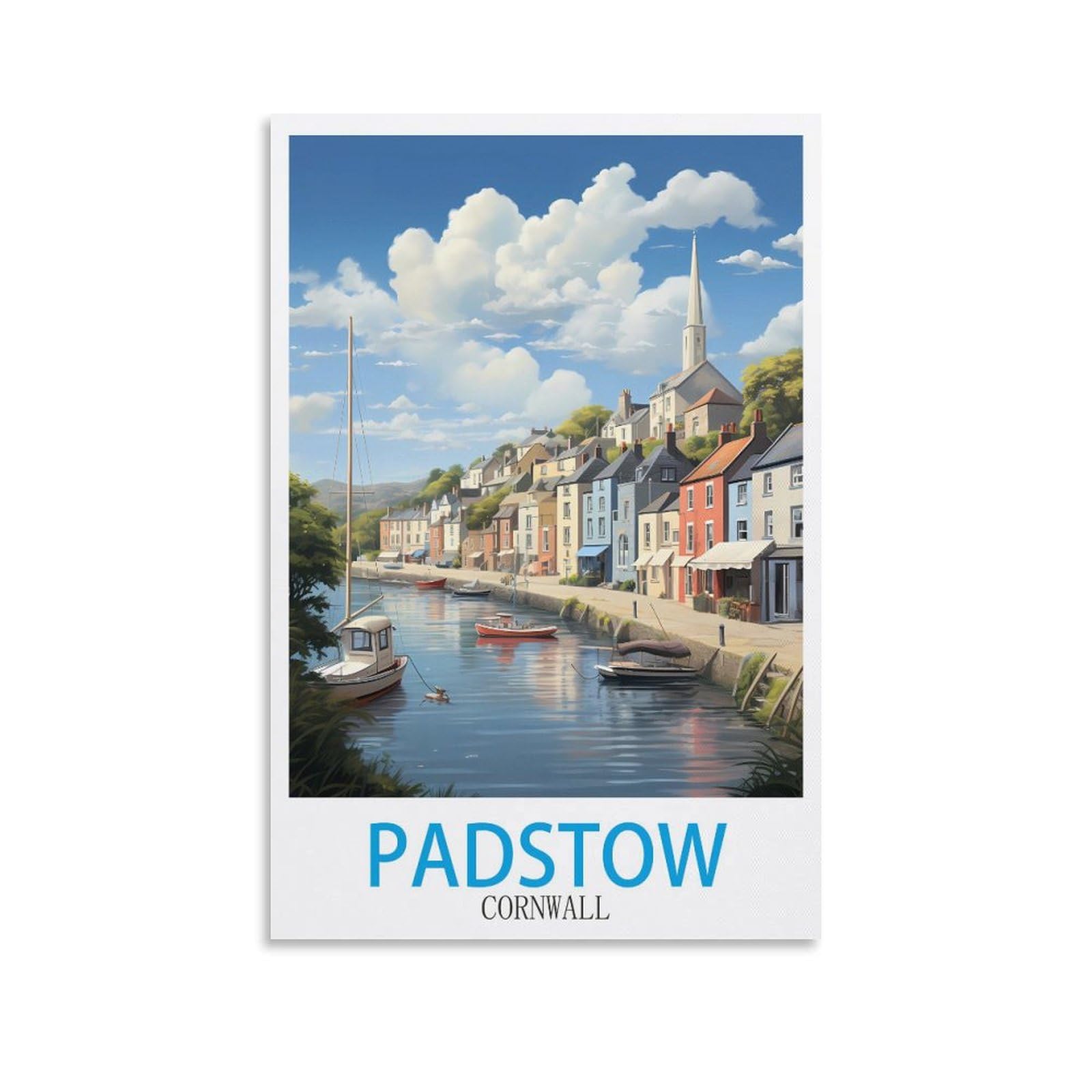 ZBBGGOZ Padstow Cornwall Vintage Travel Posters 08x12inch(20x30cm) Canvas Wall Posters And Art Picture Print Modern Family Bedroom Decor