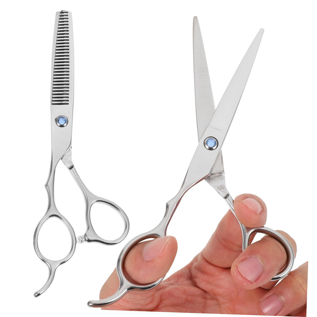 Healeved Juego De 2 Tijeras Para Cortar El Pelo Zurdos 6 Pulgadas Acero Inoxidable Herramientas Ergonómicas Para Peluquería Barbería Uso Profesional y Doméstico Color Plateado