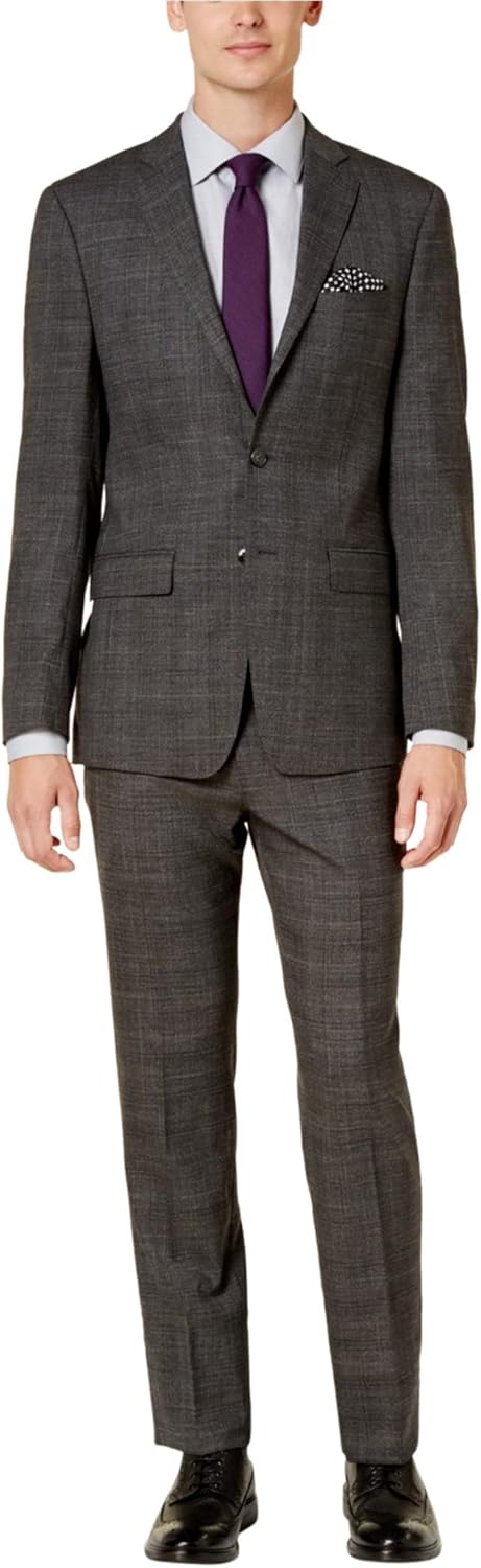Calvin Klein Mens Tonal Plaid Formal Tuxedo