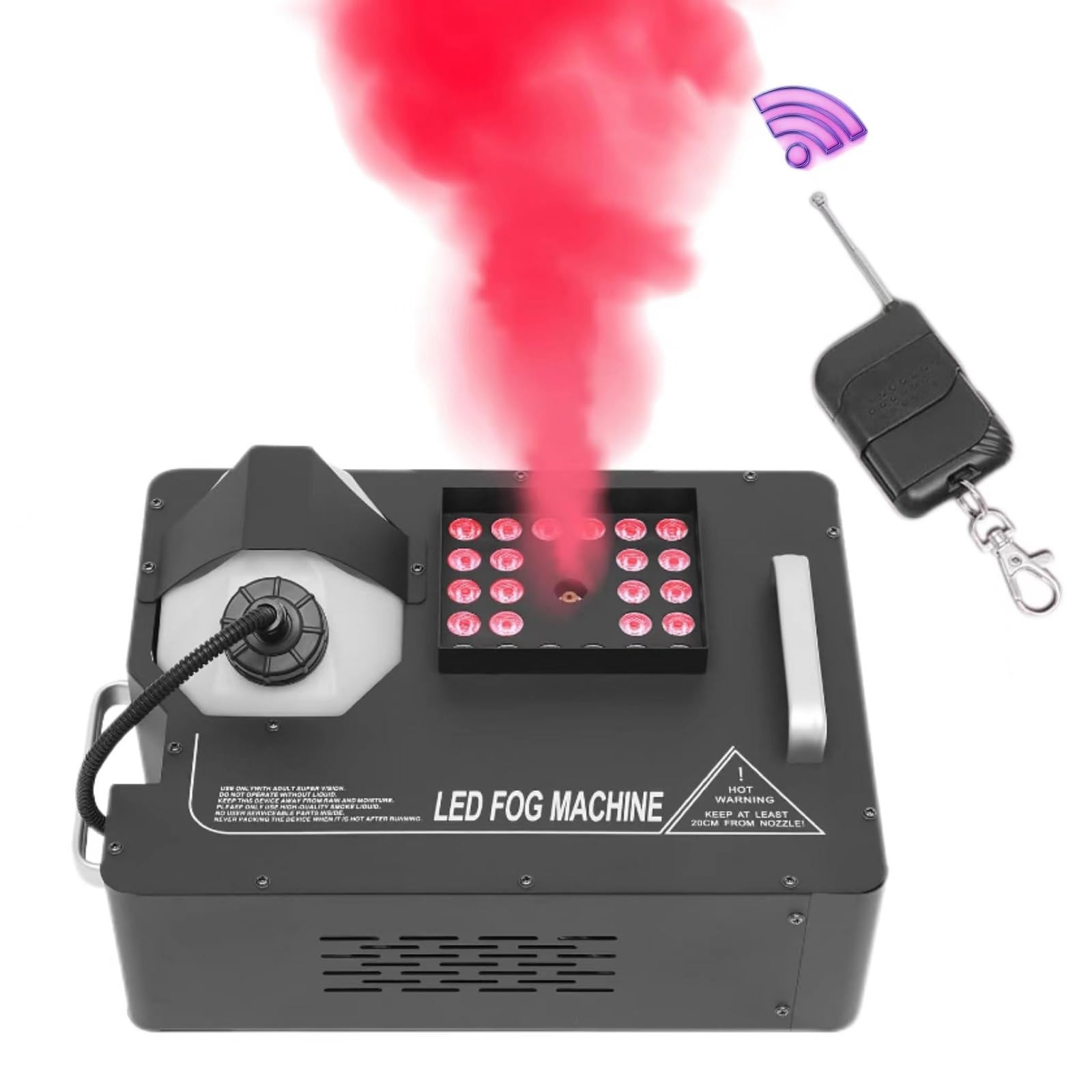 1500W Vertical Fog Machine, Smoke Machine Stage with 24 LED Lights and Wireless Remote, Halloween Fog Machine Outdoor, Vertical Smoke Machine for Wedding Halloween Christmas Party