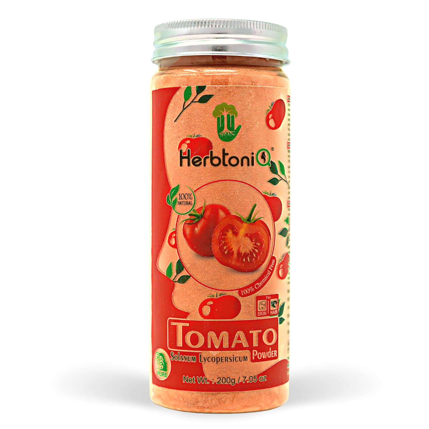HerbtoniQ 100% Natural Tomato Powder (Solanum lycopersicum) For Face Pack And Hair Pack 200g