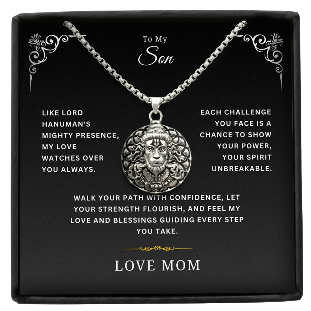 shinerose For My son Hanumanji Pendant, best gift for son, gift from mom, message card with Premium box-picture-53