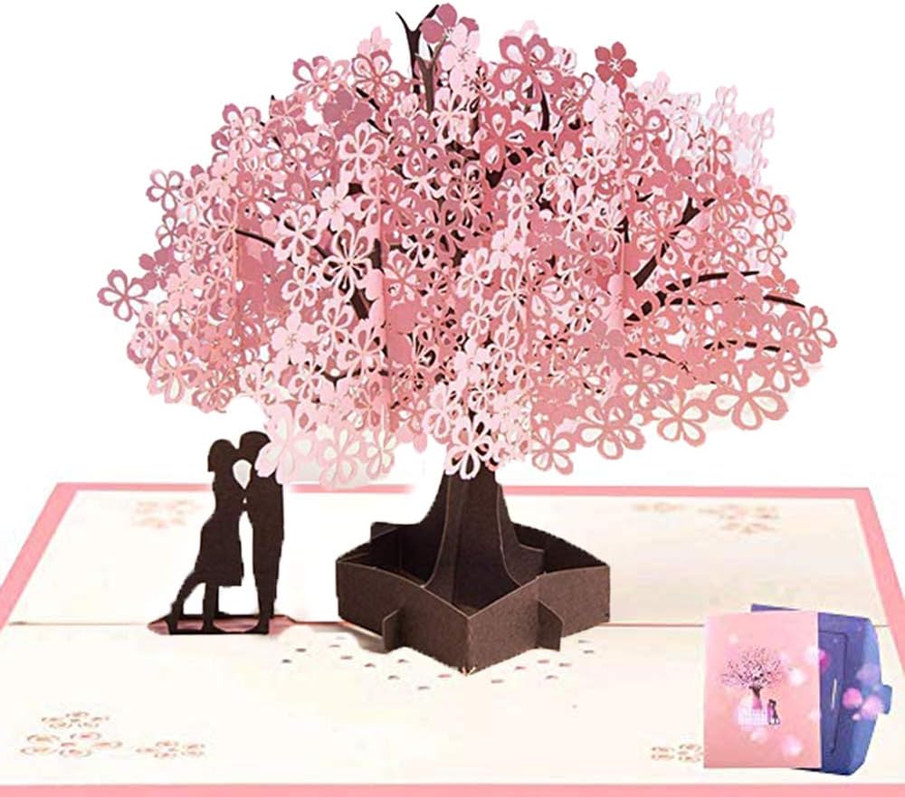 NACTECH 3D Pop Up Tree Card Greeting Card Cherry Blossom