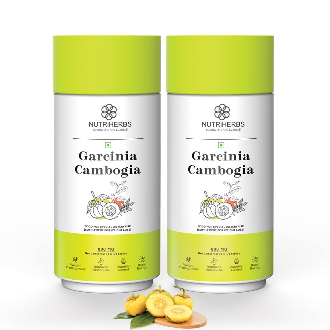 NUTRiHERBS Garcinia Cambogia with Green Tea Extract - Herbal Weight Loss Supplement for Men & Women | Belly Fat Burner & Metabolism Booster | Natural Weight Management Capsules | 90 Count Pack of 2 90 count (Pack of 2)