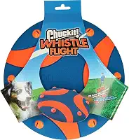 Chuckit! Whistle Flight Brinquedo para cães ao ar livre, laranja e azul