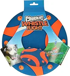 Chuckit! Whistle Flight Brinquedo para cães ao ar livre, laranja e azul