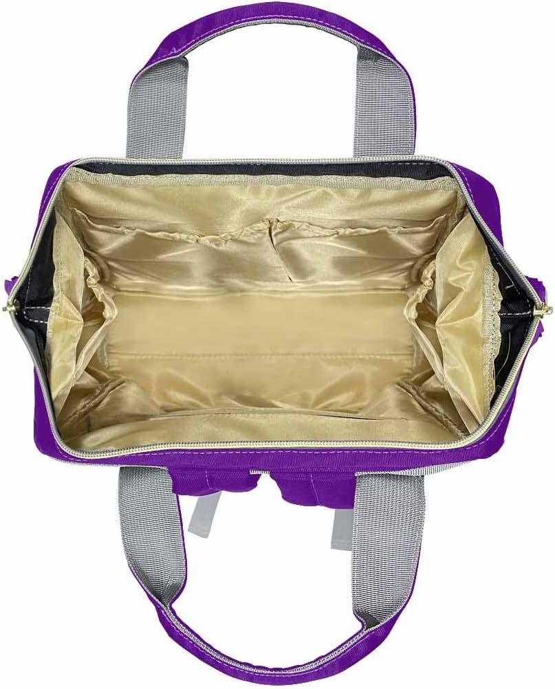InterestPrint Personalized Nursing Bags with Name Custom Purple Glitter Diaper Bag Customized Mommy Nappy Bag Fashion Shoulder Bag Large Travel Back Pack for Women Men