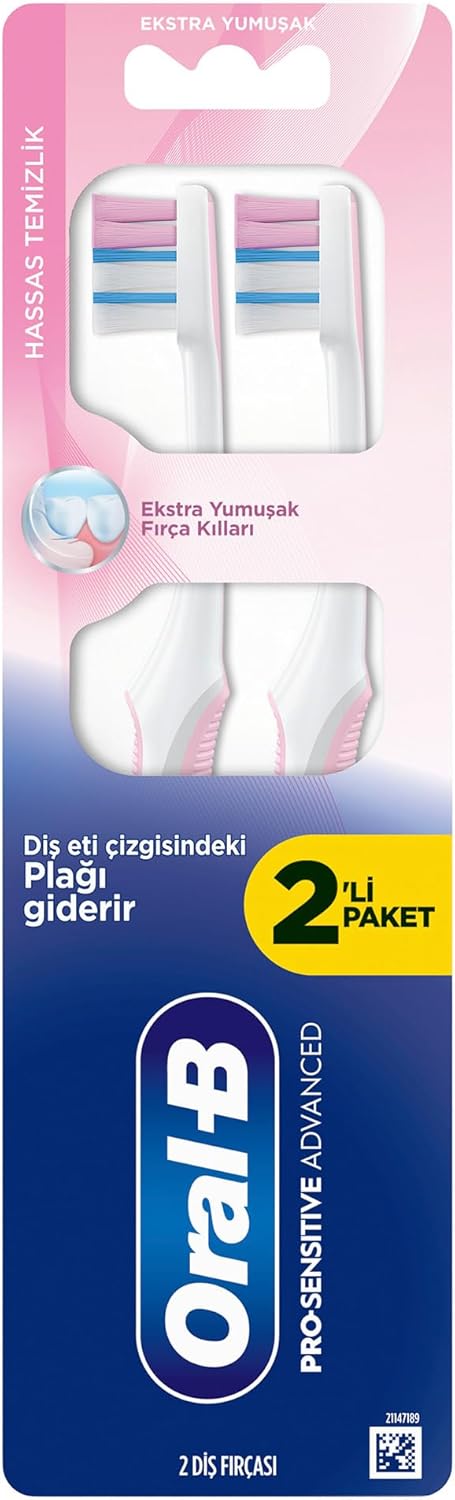 Oral-B Pro-Sensitive Advanced Hassas Temizlik Diş Fırçası, Ekstra Yumuşak, 2 Adet