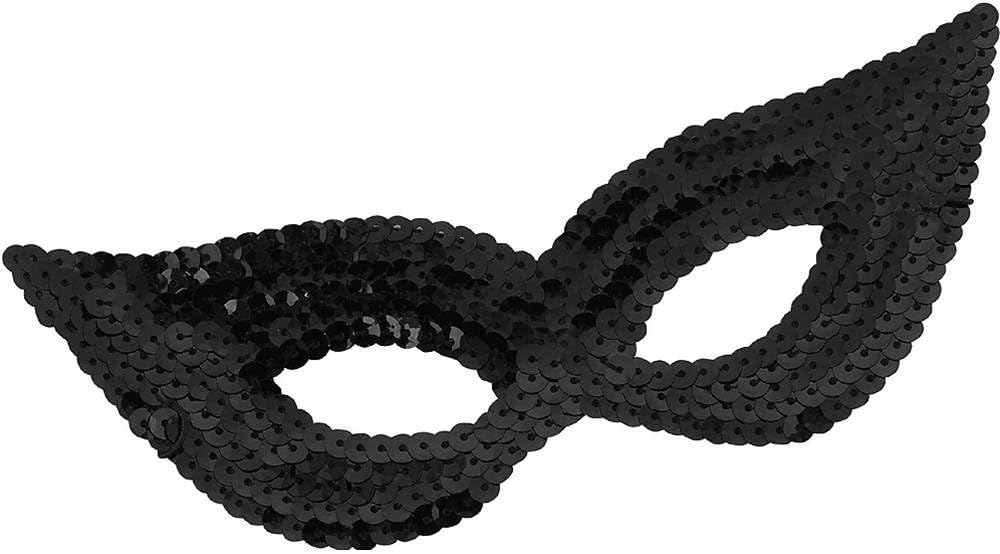 Black Sequin Harlequin Eye Mask, One Size