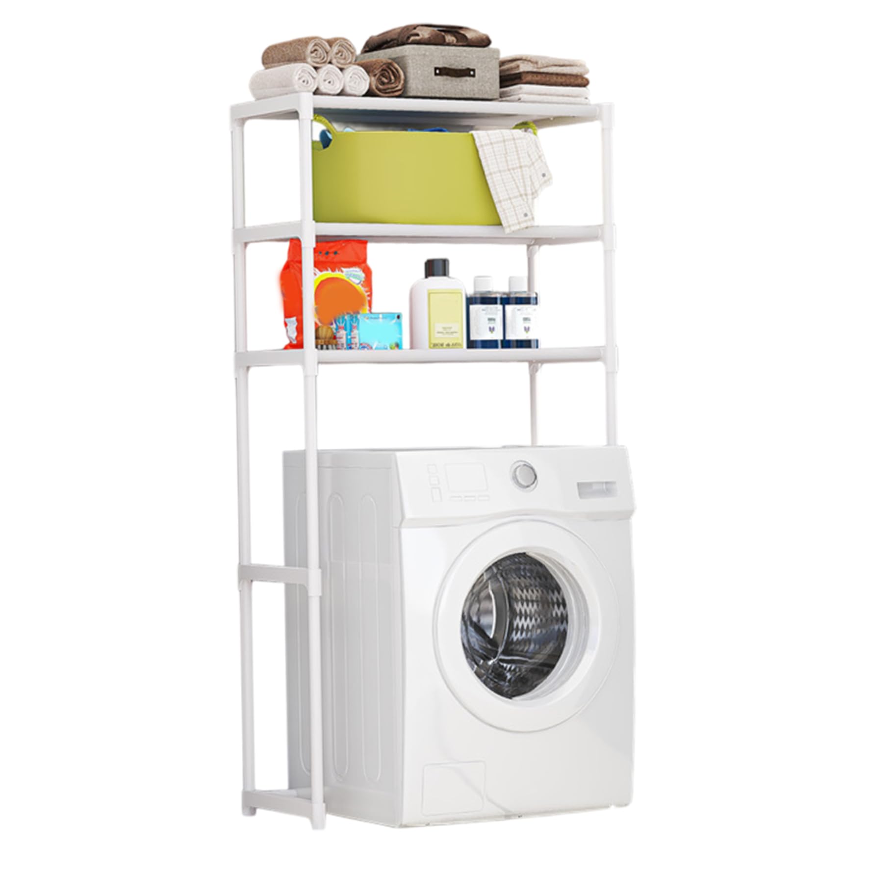 CAKEEYUM Washing Machine Shelf 3-Tier Laundry Room Over Washer and Dryer Shelves Space Saving Washing Machine Storage Utility Rack for Home Bathroom Decor White Shelf, Over Washer and Dr