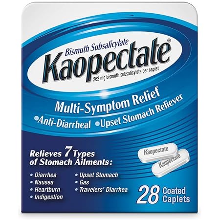 Kaopectate Multi-Symptom Anti-Diarrheal& Upset Stomach Reliever, 28 Caplets, White