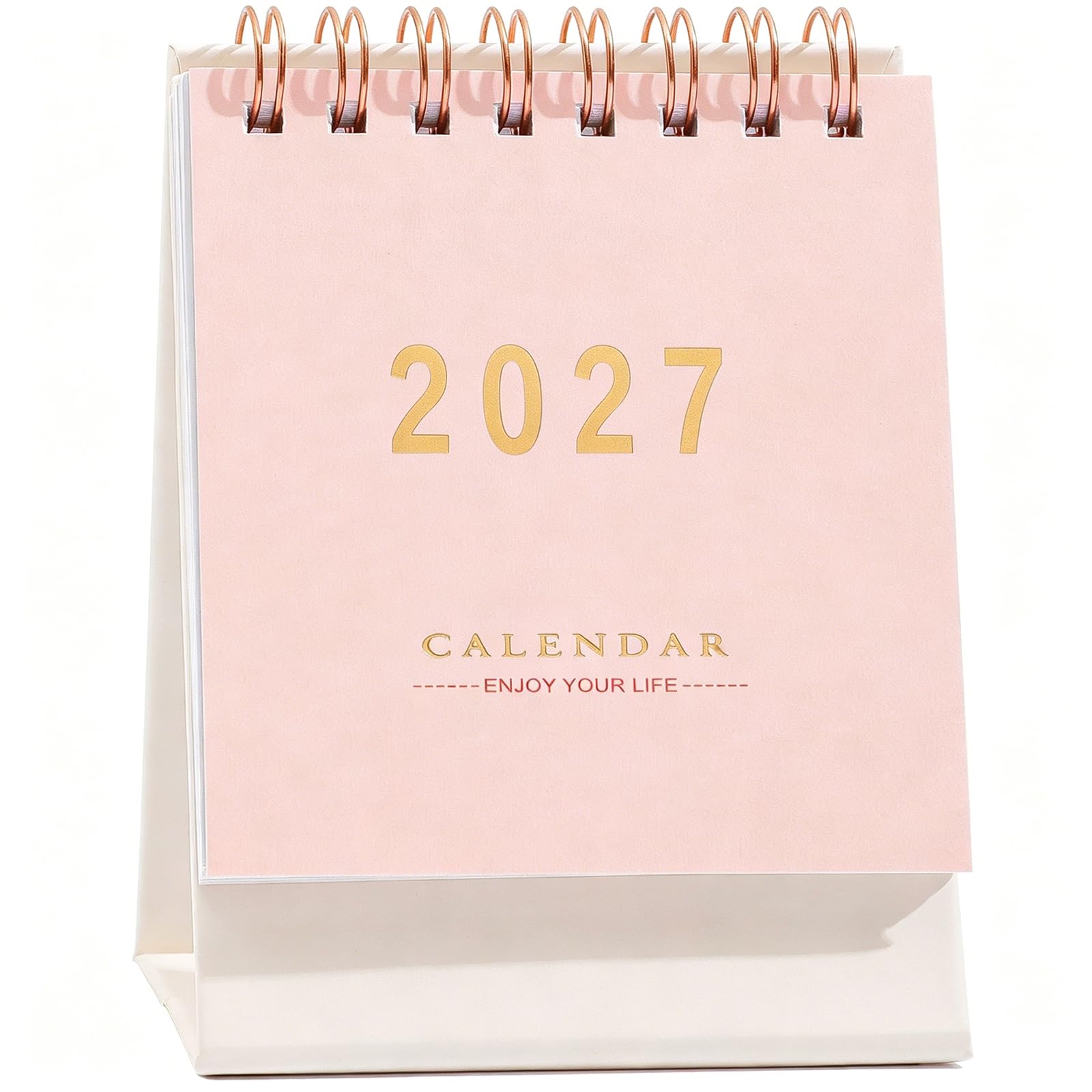 Mini Desk Calendar 2026-2027 - Runs From July 2026 until Dec 2027 Monthy Small Desktop Calendar 250 GSM Thick Paper Twin-Wire Binding for Home or Office (Pink)