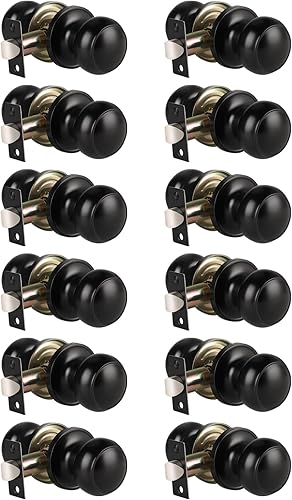Miniatura 43 de KNOBWELL 8 Pack Black Door Knob for Hallway and Closet, Keyless Interior Passage Function, Round Non-Locking, Matte Black Handle