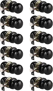 KNOBWELL Black Door Knobs - 12 Pack, Matte Black Keyless Interior