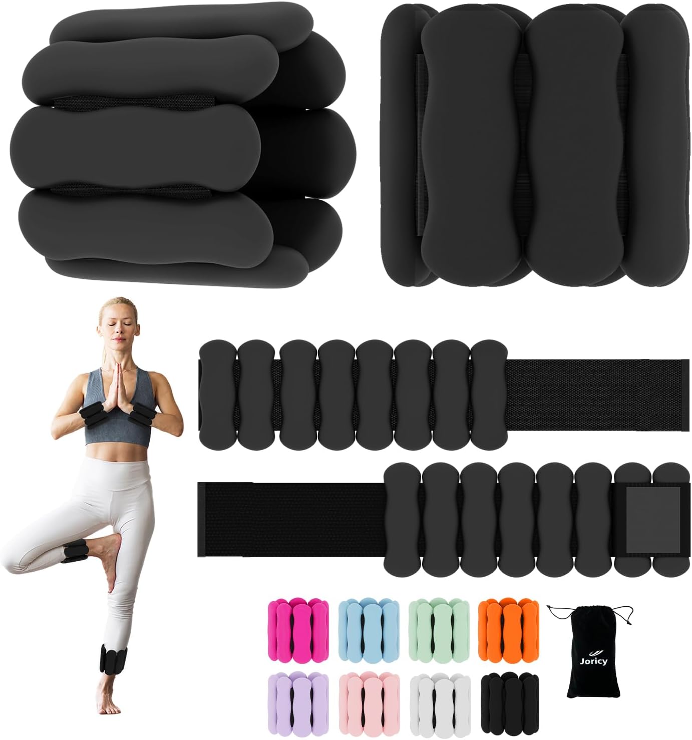Wrist Ankle Weights for Women Men Kids, Leg Arm Wrist Weights Bangles 1lb*2 2lb*2 Wearable Weights Pilates Weighted Bracelet for Strength Training Walking Swimming Yoga Physical Therapy