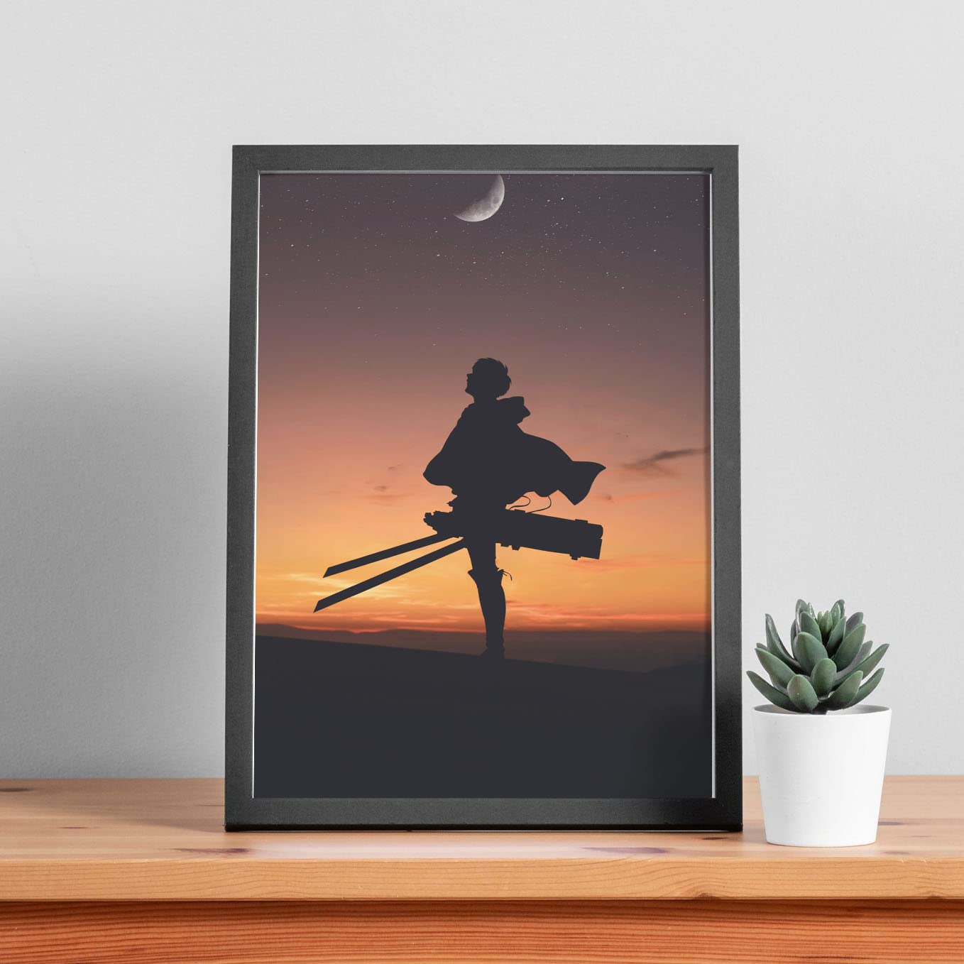 SoulAbiti presents The Attack on titan anime poster Eren Yeager framed art black 1 inch frame with Plexi-Glass (12 inches X 9 Inches) Attack on titan merch E-10