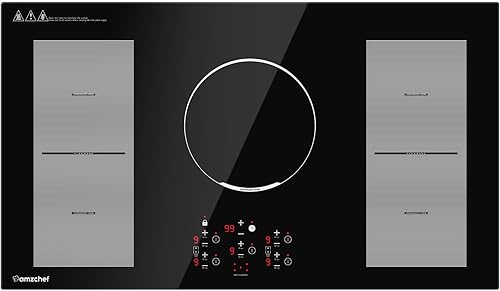 AMZCHEF Estufa eléctrica de 30 pulgadas con 4 quemadores BOOST, placa de inducción de 220 V-240 V7200 W, 9 niveles de control de estufa mediante