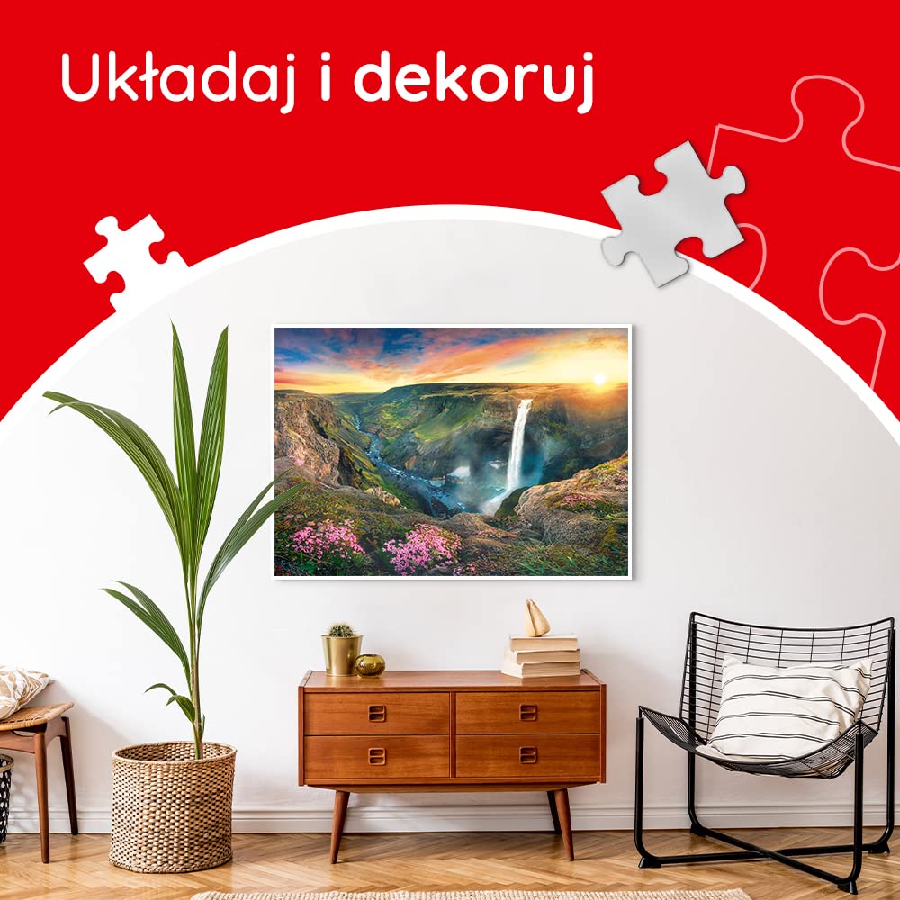Trefl Wodospad Haifoss, Islandia 2000 Elementów o Wysokiej Jakości Nadruku dla Dorosłych i Dzieci od 12 lat
